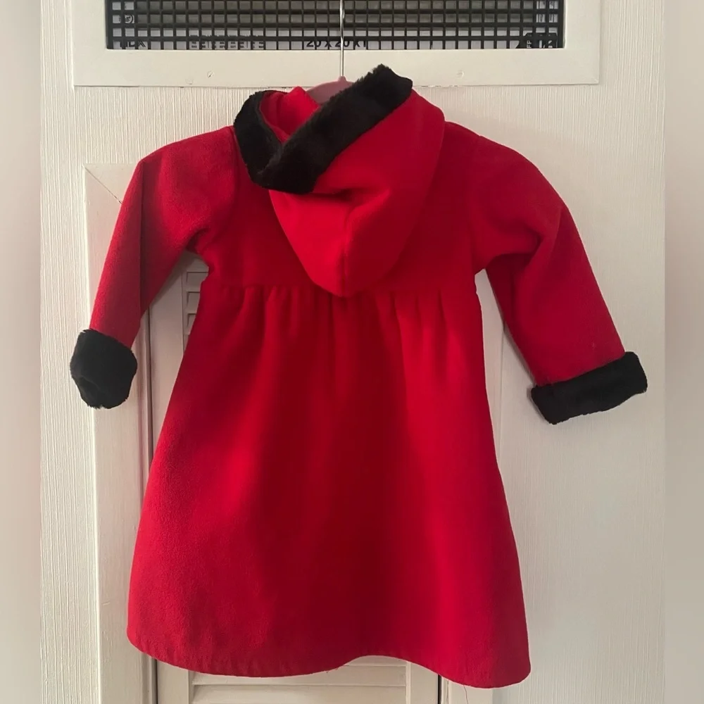 Pete’s Partner Girls Scottish Terrier Red Coat With Faux Black Fur Trim Size 4​